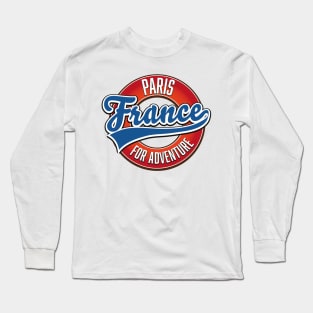 Paris France "For Adventure" vintage style logo Long Sleeve T-Shirt